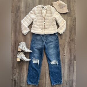 Elegant Faux Fur Allegra K Cropped Jacket